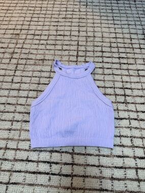 aerie Lavender Ribbed Halter Crop Top